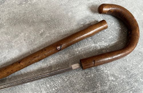 CROOK HANDLED HAZEL WOOD SWORD STICK WITH WILKINSON BLADE - ADDITIONAL PHOTO 6