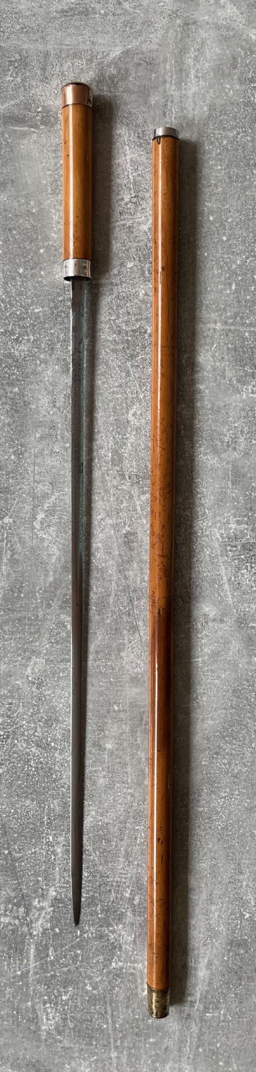 Malacca Sword Stick/Cane, Wilkinson Blade, Gold & Silver Mounts