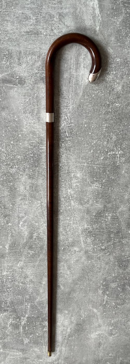 Edwardian Walking Stick with Silver Mounts