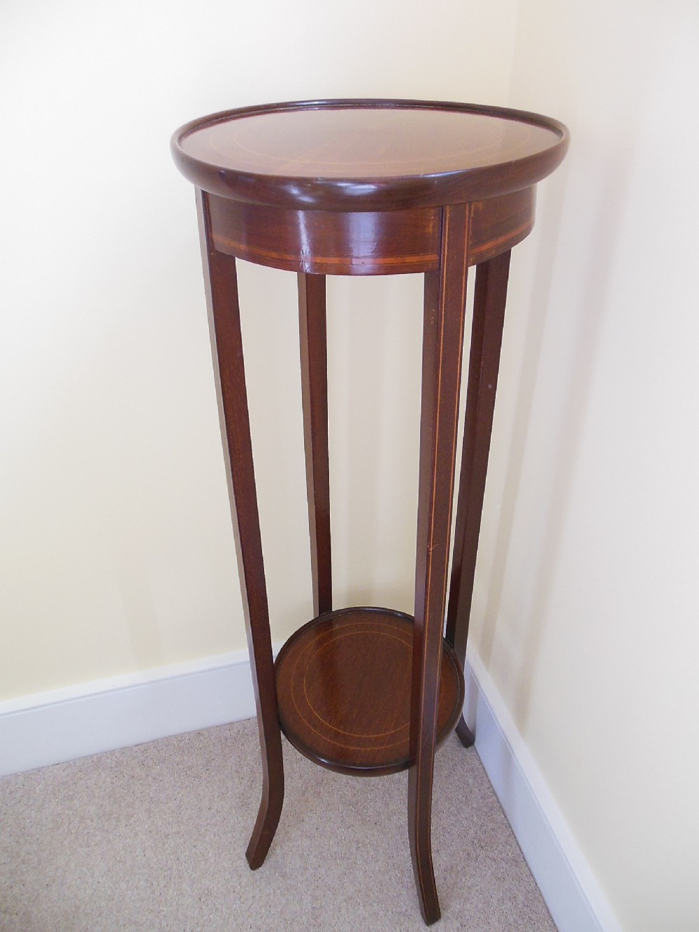 Edwardian Inlaid Mahogany Plant Stand