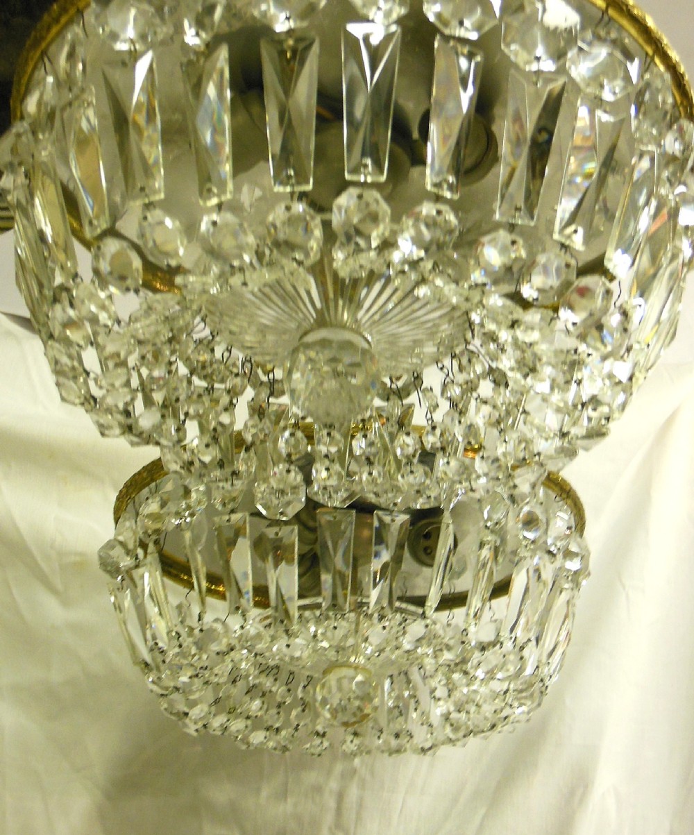 Pair of Round Crystal Ceiling Lights