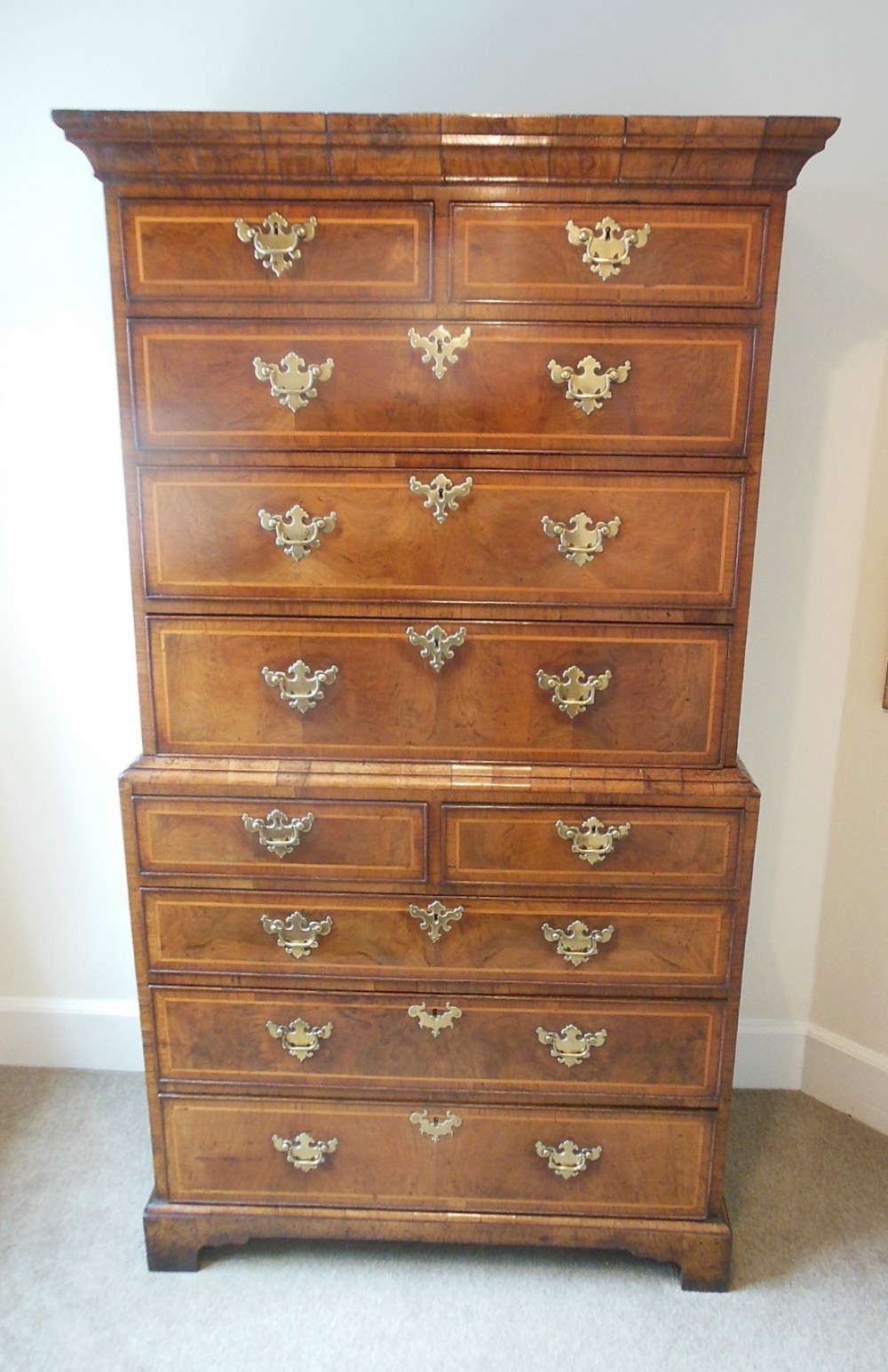 George II Walnut Chest on Chest