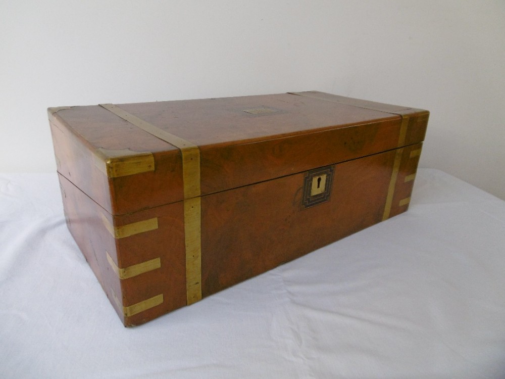 Brass Bound Walnut Campaign Writing Slope