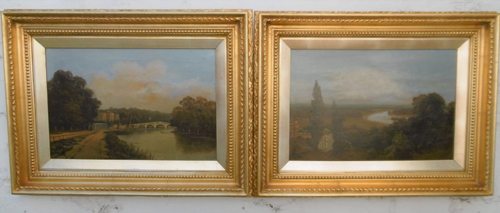 Pair of Oils of Richmond by James Isaiah Lewis 