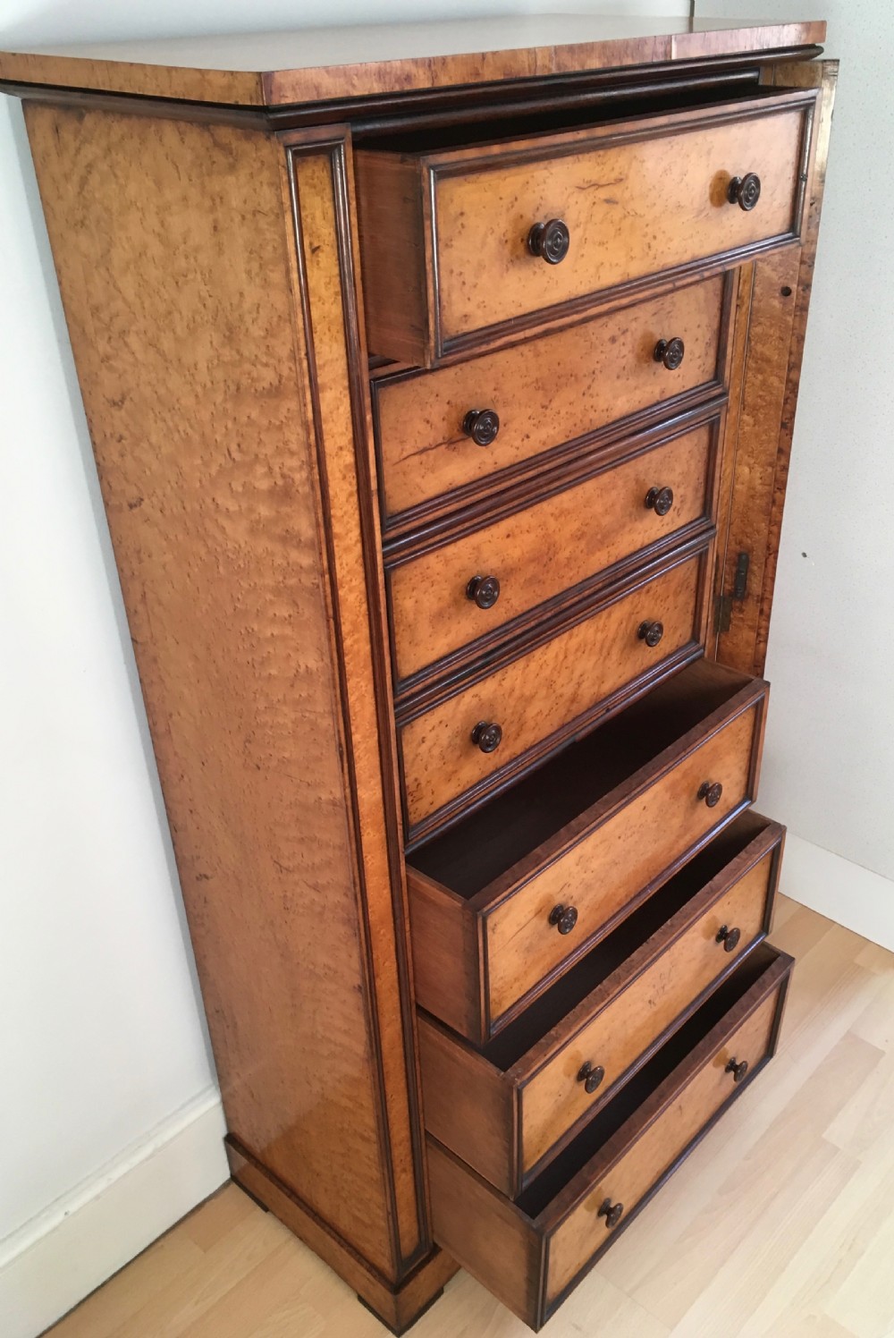 Edwardian Wellington Secretaire Chest View IX