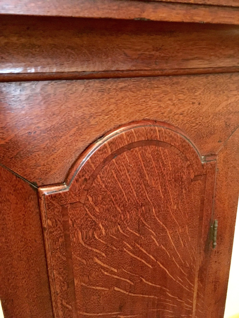 Oak Long Case Clock by Jonathan Baldwin of Feversham, Kent View V