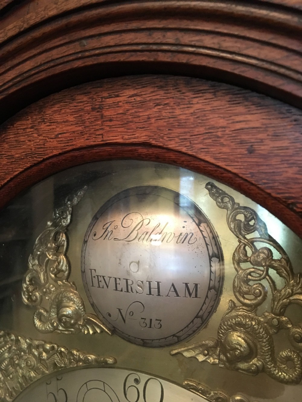 Oak Long Case Clock by Jonathan Baldwin of Feversham, Kent View VI