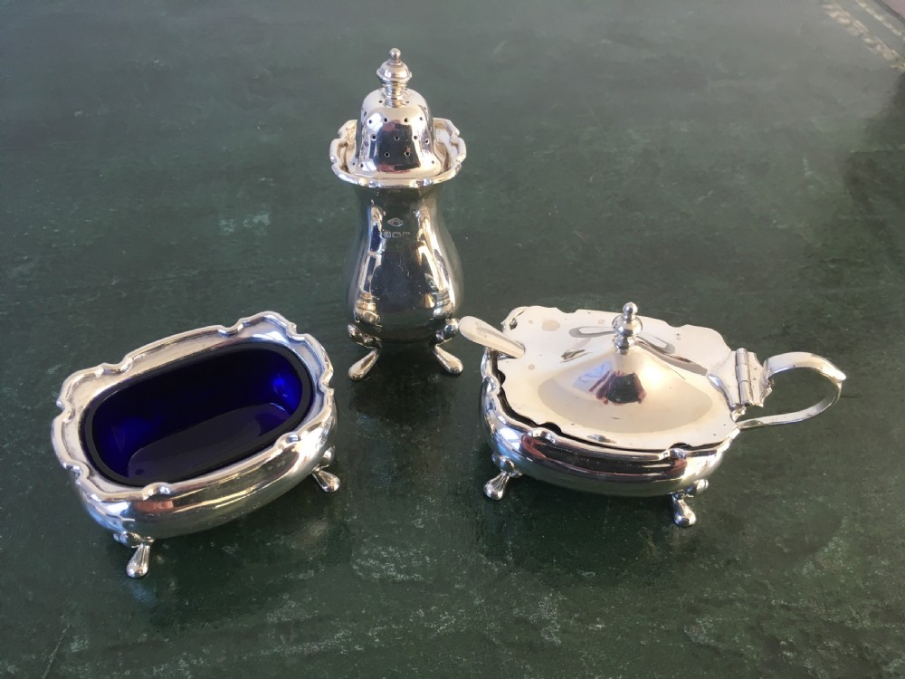 2 Silver Salt, Pepper & Mustard Sets with Spoons View II