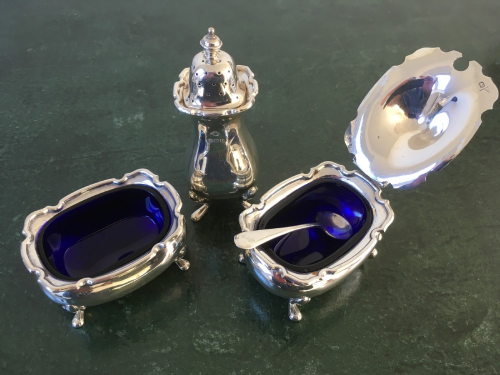 2 Silver Salt, Pepper & Mustard Sets with Spoons View IV