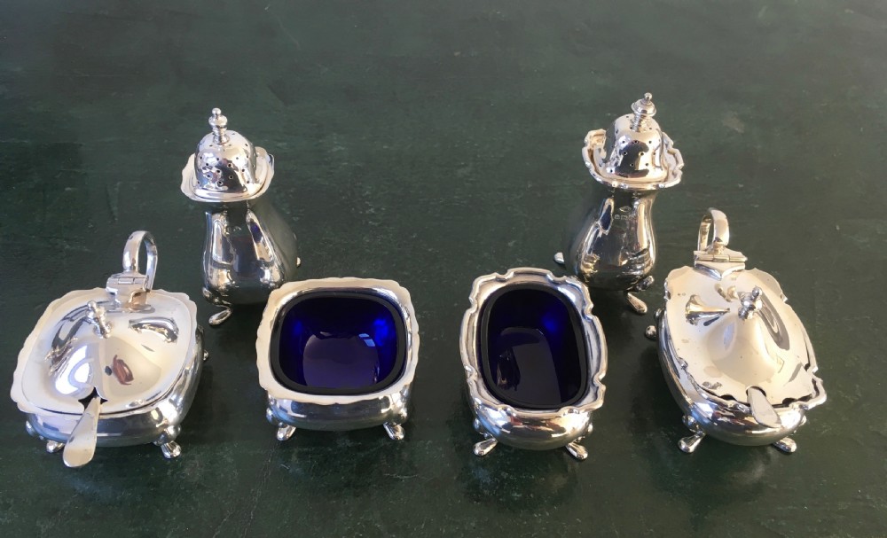 2 Silver Salt, Pepper & Mustard Sets with Spoons View VI