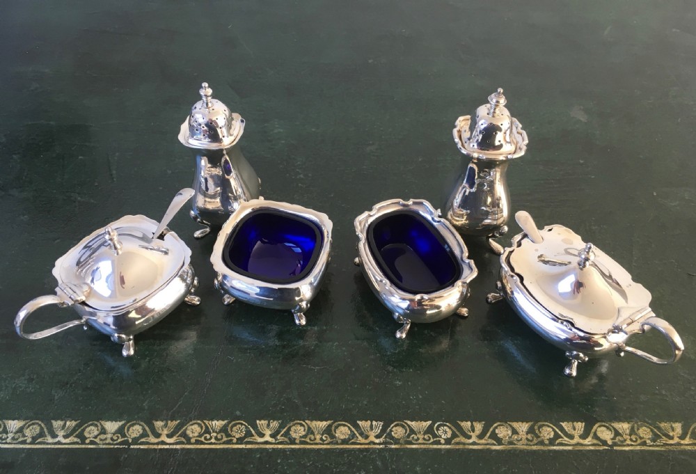 2 Silver Salt, Pepper & Mustard Sets with Spoons View IX