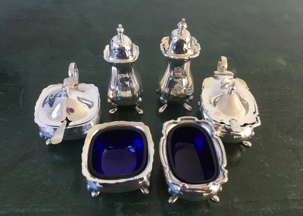2 Silver Salt, Pepper & Mustard Sets with Spoons View X