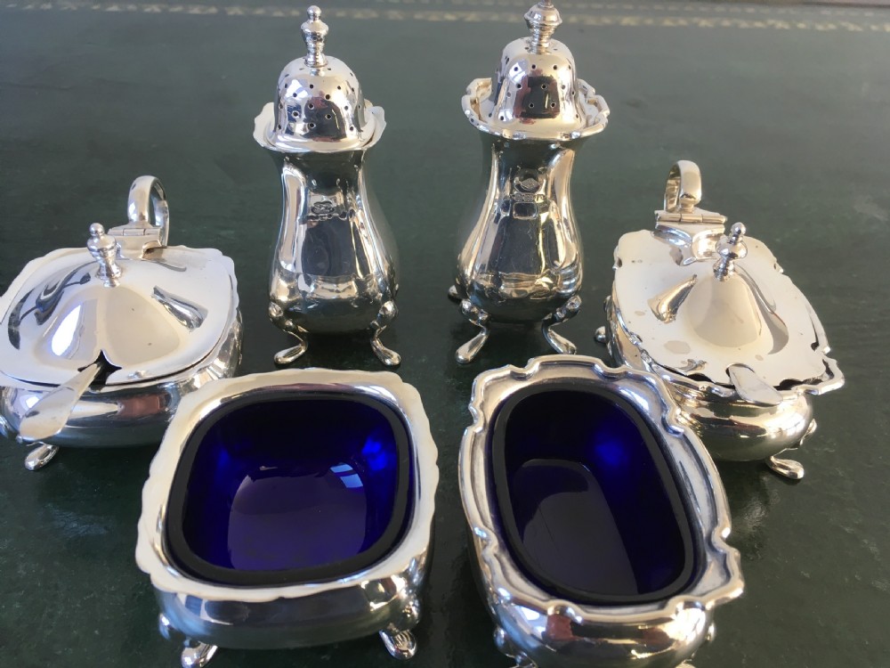 2 Silver Salt, Pepper & Mustard Sets with Spoons View XI