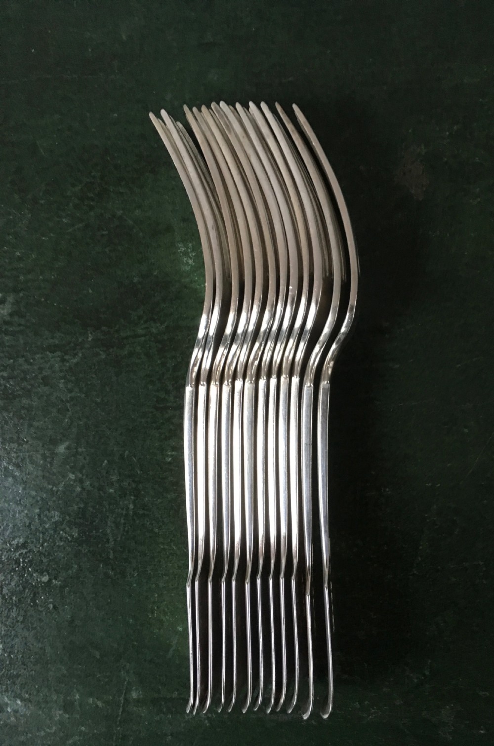 12 Silver Fiddle Pattern Dinner Forks View VI