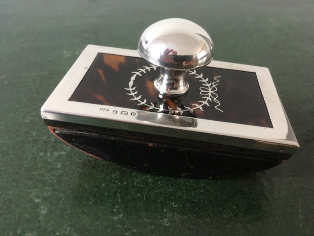 Silver and Tortoiseshell Ink Blotter