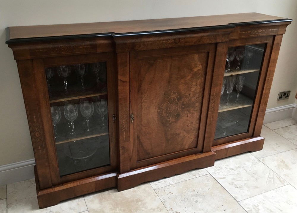 Mahogany Inlaid Breakfront Cabinet Bookcase Credenza View III