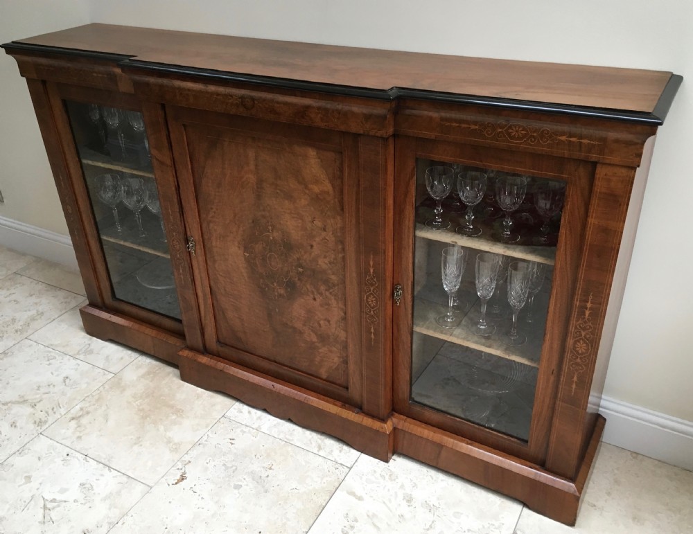 Mahogany Inlaid Breakfront Cabinet Bookcase Credenza View IV