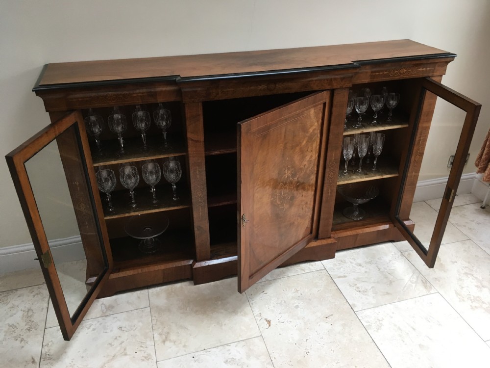 Mahogany Inlaid Breakfront Cabinet Bookcase Credenza View VIII