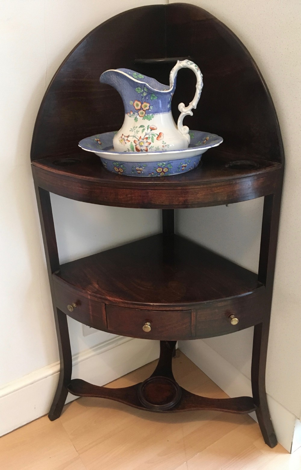 Georgian Mahogany Corner Washstand