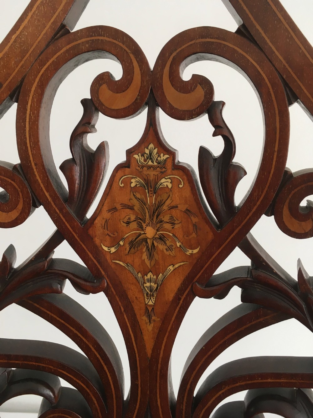 Carved & Inlaid Mahogany Art Nouveau Armchair View V