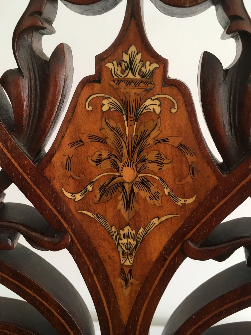 Carved & Inlaid Mahogany Art Nouveau Armchair View VI