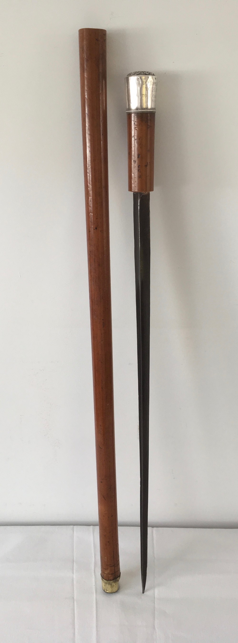 Victorian Malacca Silver Mounted Sword Stick