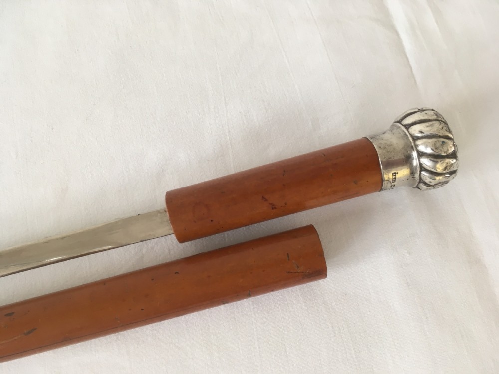 Silver Mounted Malacca Sword Stick View X