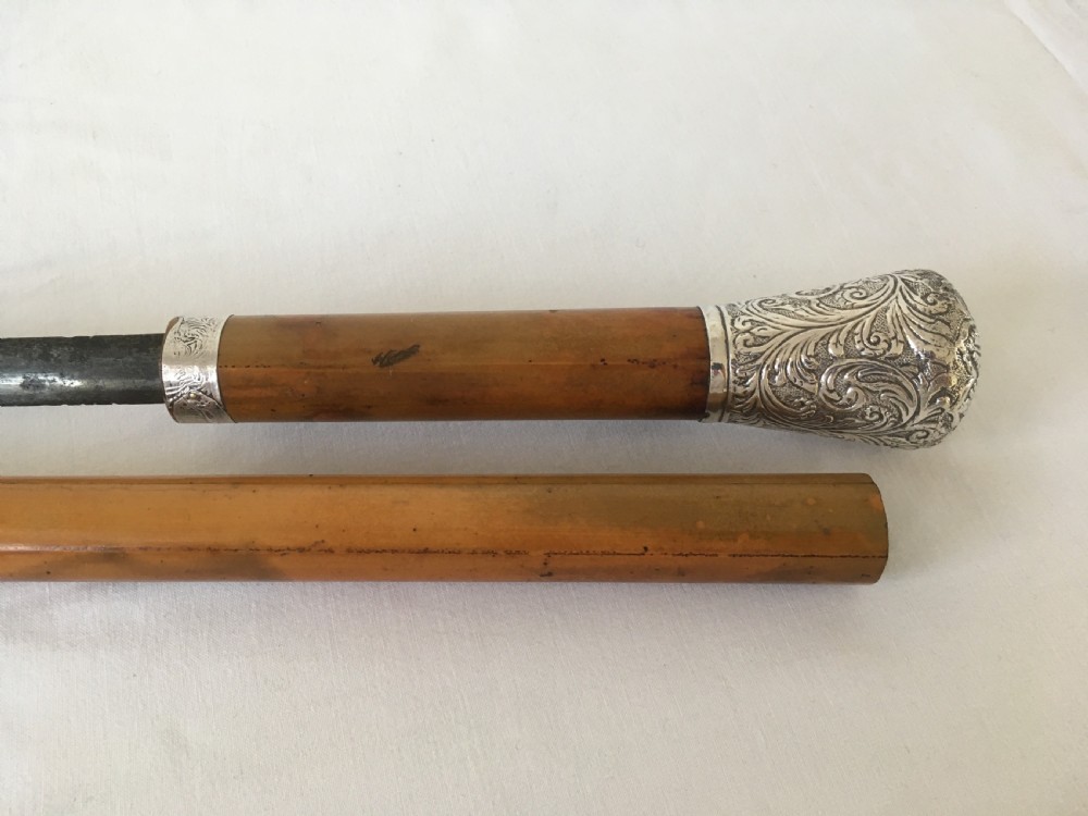 Mid 19th Century Silver Mounted Malacca Sword Stick View IV