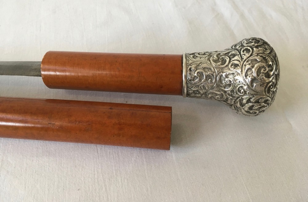 Malacca and Silver Mounted Sword Stick View III