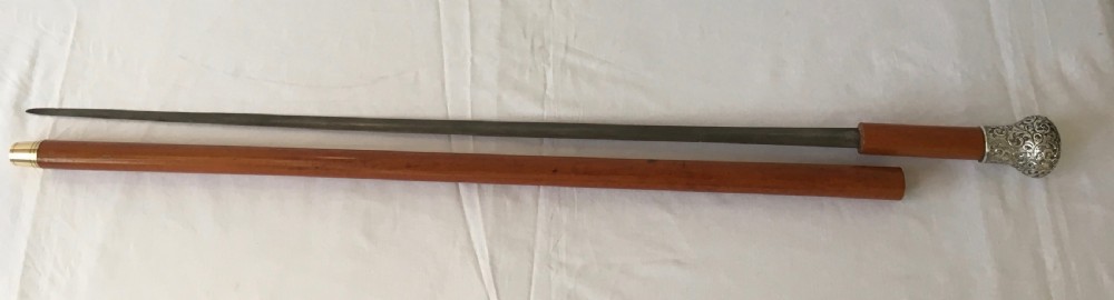 Malacca and Silver Mounted Sword Stick View VI
