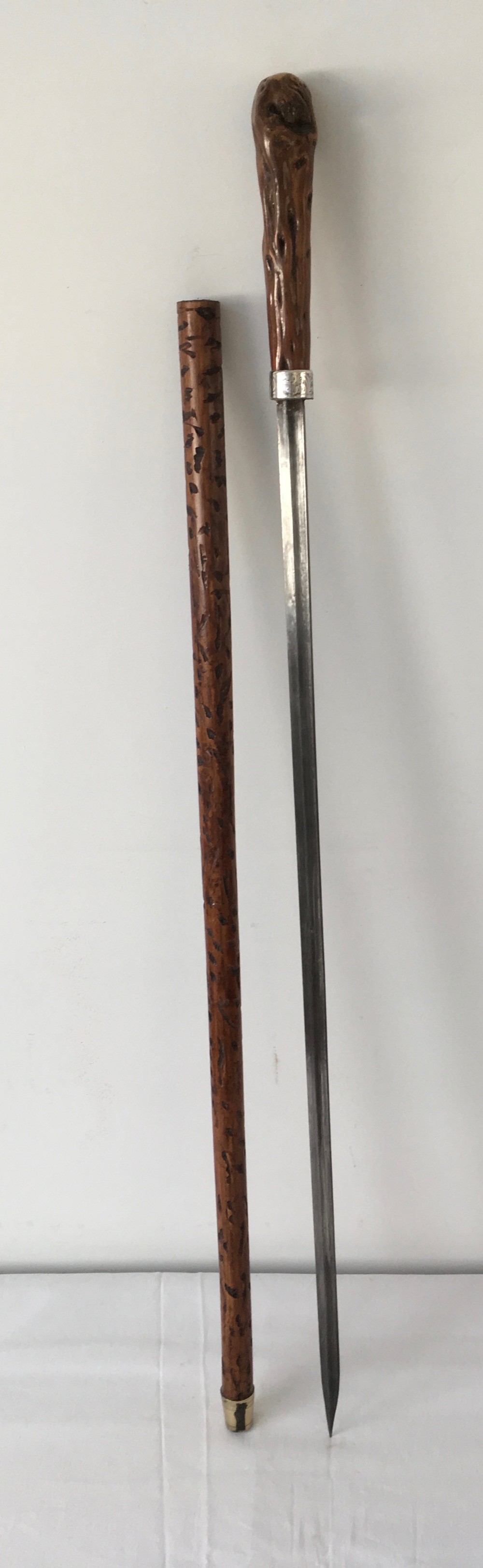 Hawthorn Handled Sword Stick with Silver Collar
