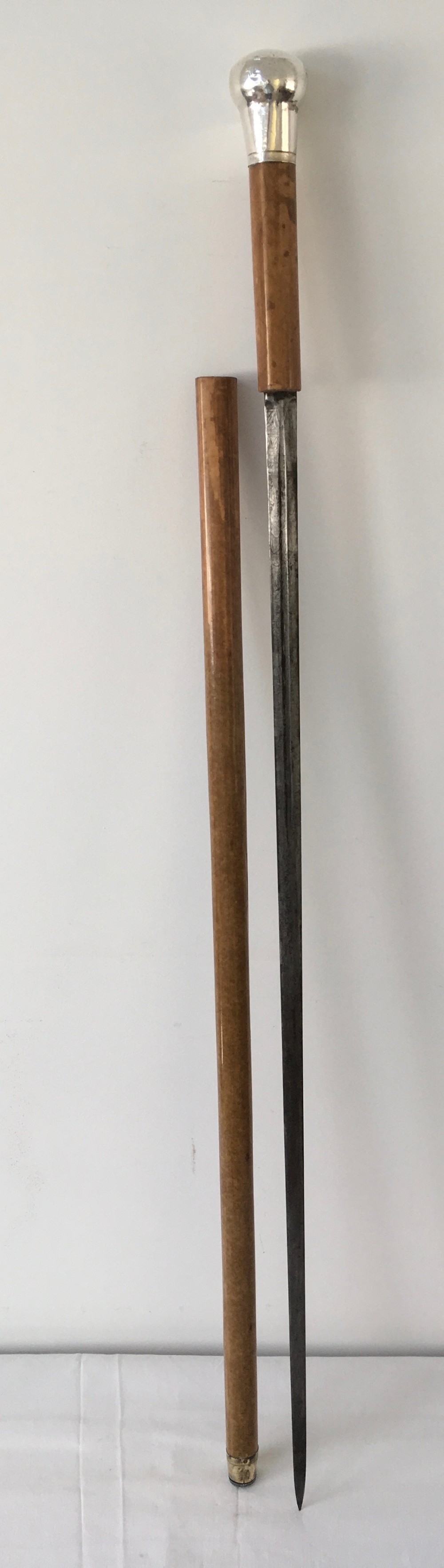 Mid 19th Century Silver Handled Malacca Sword Stick