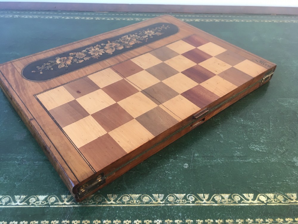 19th Italian Marquetry Folding Chess Board. View III