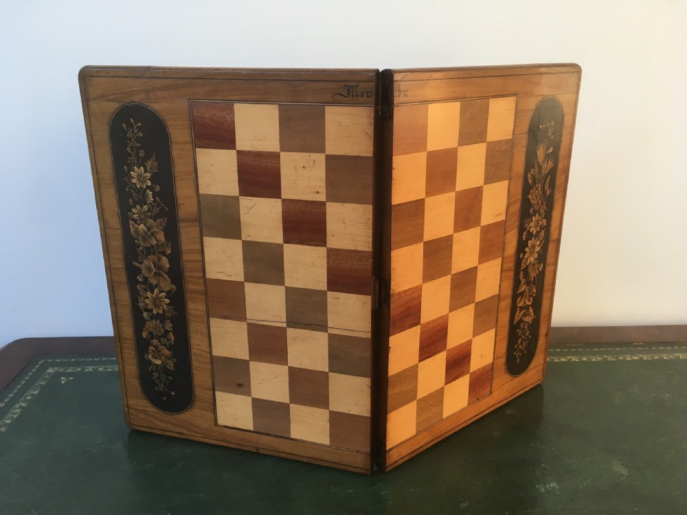 19th Italian Marquetry Folding Chess Board. View VI