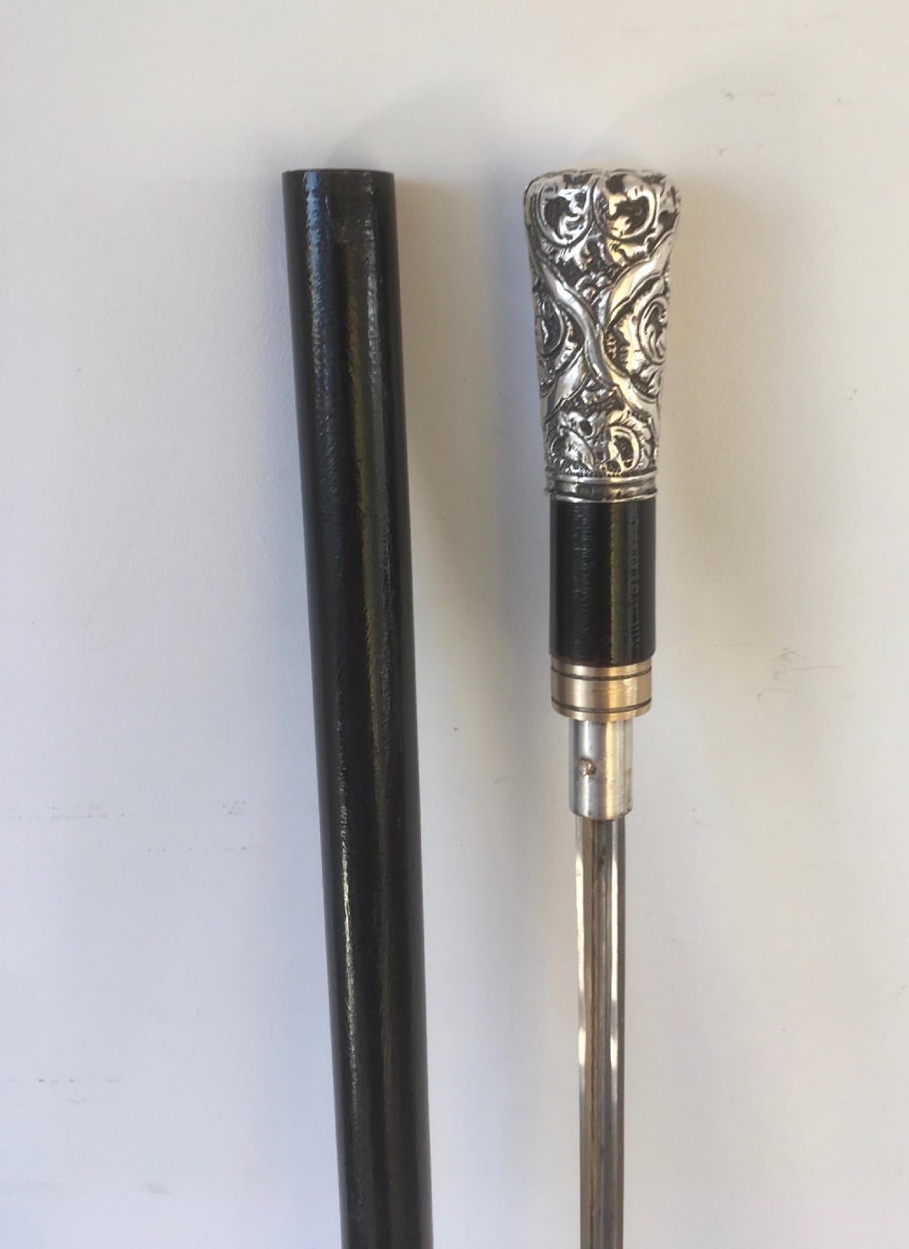 Silver Repousse Handled Sword Stick