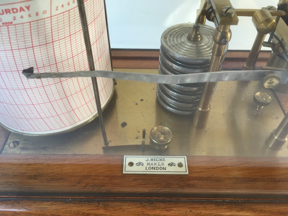 Late 19th Century Oak Barograph by James Hicks of London View II