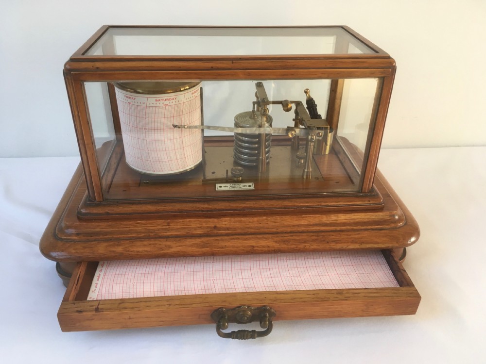 Late 19th Century Oak Barograph by James Hicks of London View III