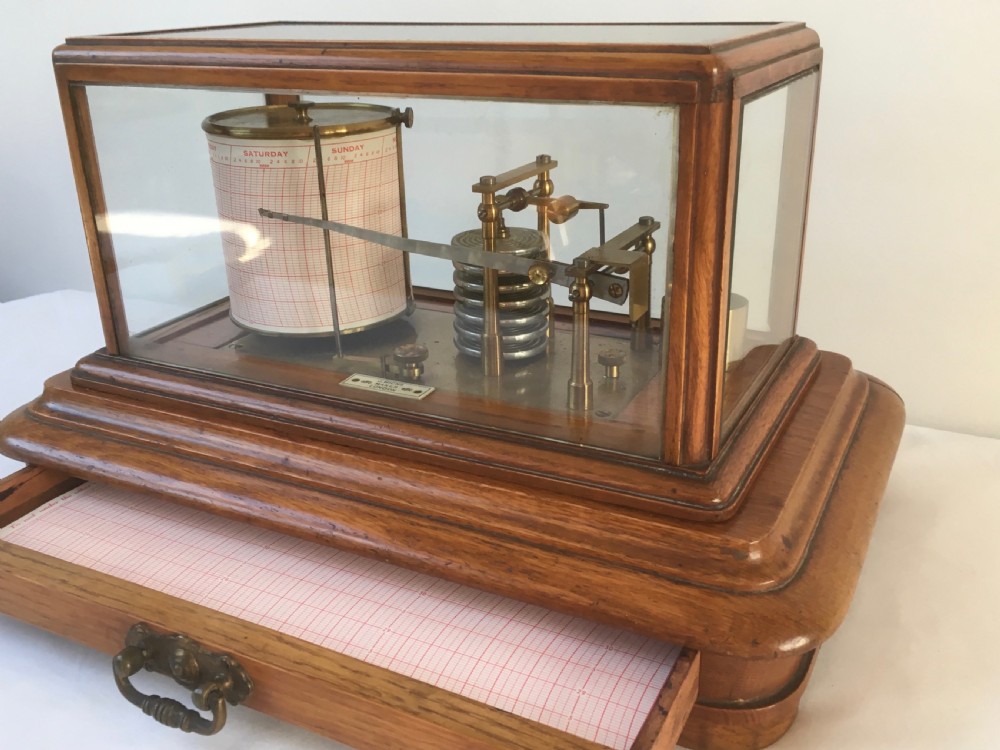 Late 19th Century Oak Barograph by James Hicks of London View V