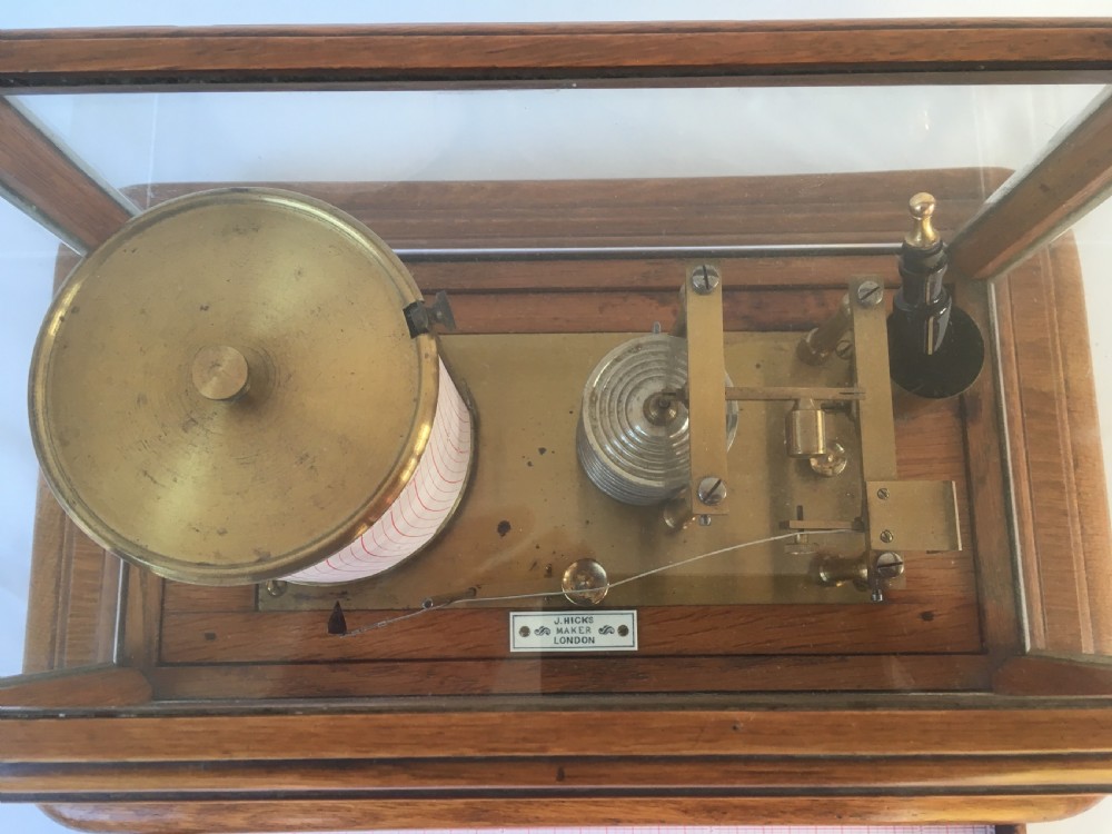Late 19th Century Oak Barograph by James Hicks of London View VI