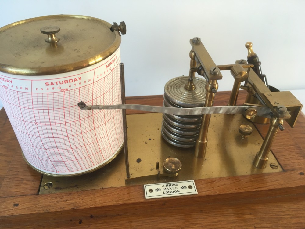 Late 19th Century Oak Barograph by James Hicks of London View VII