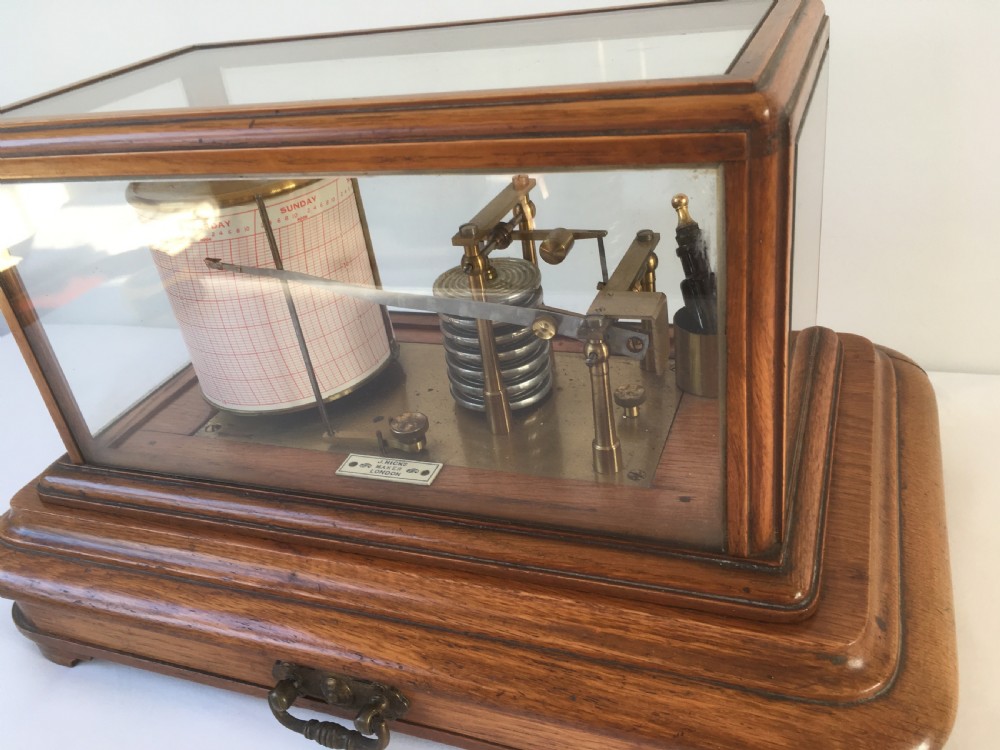 Late 19th Century Oak Barograph by James Hicks of London View X