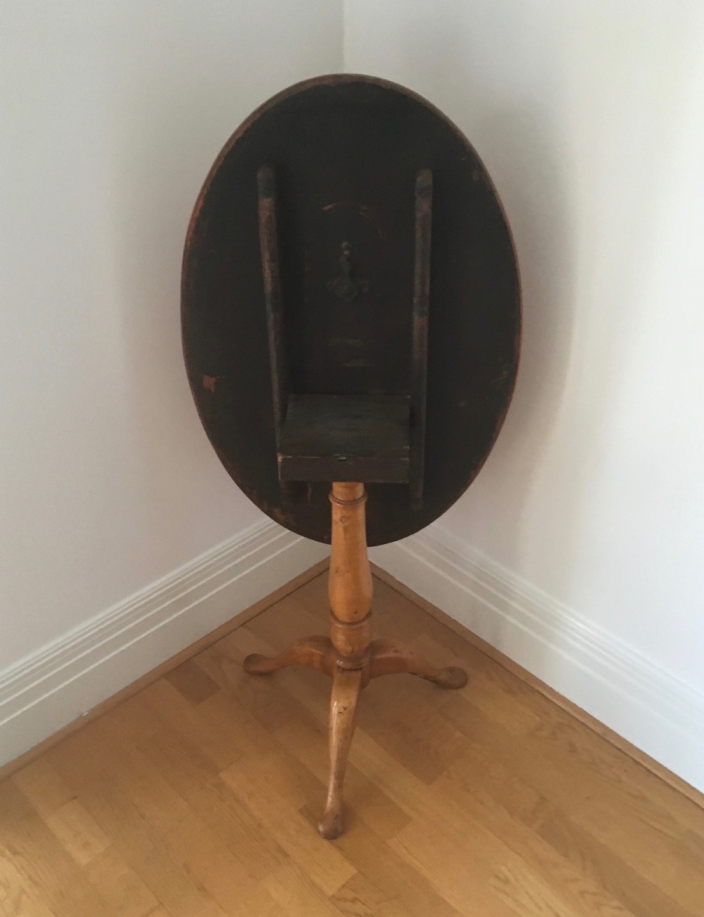 Victorian Pine Oval Tip Top Side Table View V