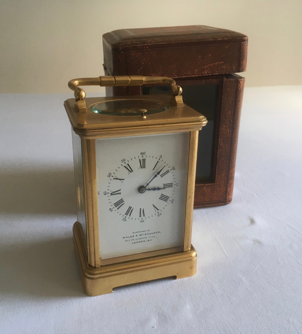 French Repeater Carriage Clock with Case View XII