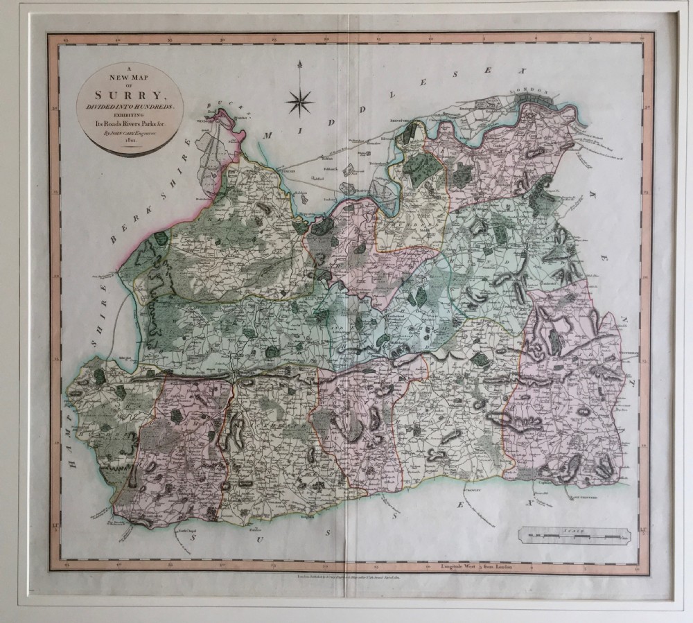 Antique Map of Surrey by John Cary 1801