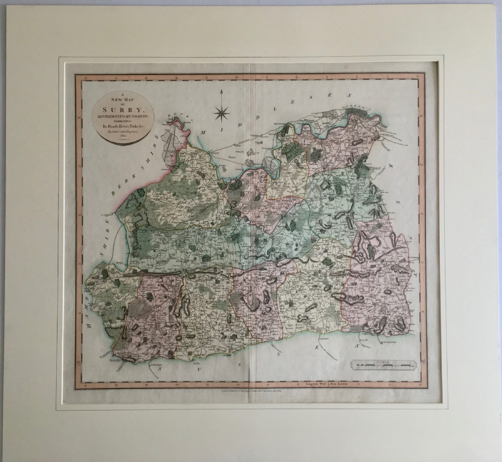 Antique Map of Surrey by John Cary 1801 View II