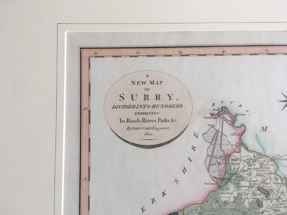 Antique Map of Surrey by John Cary 1801 View III