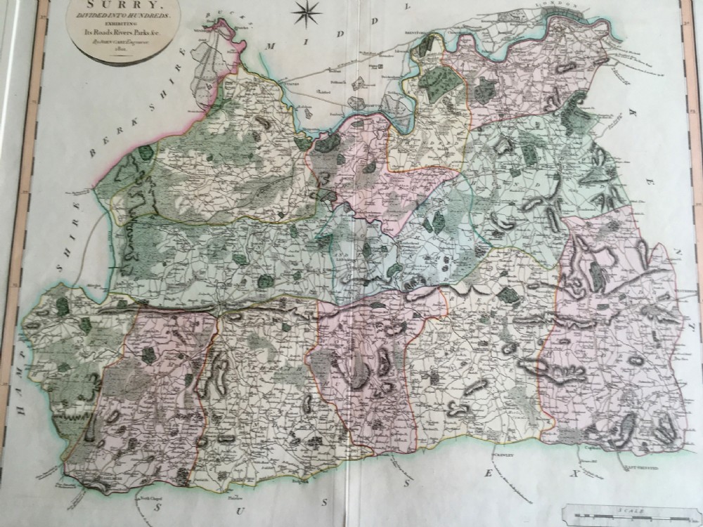 Antique Map of Surrey by John Cary 1801 View IV