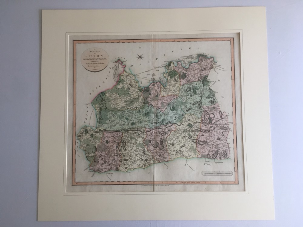Antique Map of Surrey by John Cary 1801 View VI