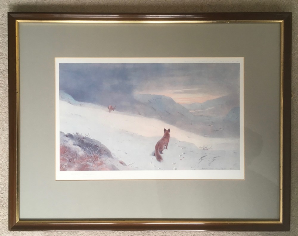 Set of 4 Archibald Thorburn Signed Prints of Deer in a Winter Landscape View II