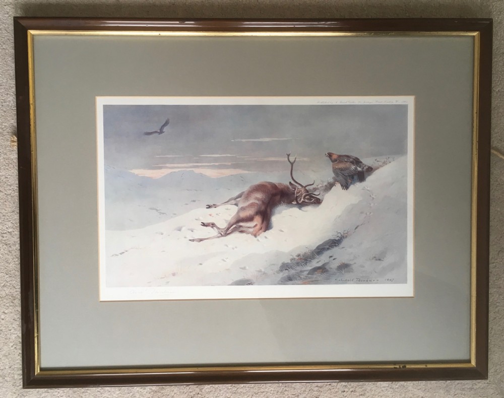 Set of 4 Archibald Thorburn Signed Prints of Deer in a Winter Landscape View III